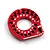 A red anodized aluminium motor mount for RC cars by Yeah Racing, featuring multiple adjustment holes labeled with letters A through I.
