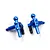 A pair of Yeah Racing blue anodized aluminium steering knuckles for Mini-Z RC cars, featuring ball joints and engraved YR logos.