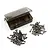 A Yeah Racing titanium screw set for Tamiya Wild One, featuring a translucent grey plastic storage box and two piles of assorted metal screws.