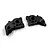 Two black anodized aluminium RC gearbox case halves by Yeah Racing on a white background.