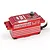 A red Yeah Racing Hackgear low profile brushless digital servo with a metal casing and silver accents on a white background.