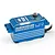 A blue Yeah Racing Hackgear low profile brushless digital servo with a metal case and silver accents on a white background.