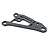 A single carbon fibre rear suspension arm for an RC car, featuring a triangular cutout and multiple mounting holes, isolated on a white background.