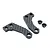 Two carbon fibre RC steering hub plates and two small black metal spacers on a white background.