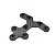 A Y-shaped carbon fibre chassis brace with integrated metal screw inserts, viewed from an angle against a white background.