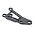 A single carbon fiber RC car front suspension arm with a triangular cutout and multiple mounting holes, isolated on a white background.