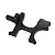 A black anodized aluminum RC car bulkhead part with mounting holes and a distinct H-shape profile against a white background.