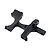 A black anodized aluminum RC car bulkhead part, viewed from an angle against a white background.