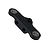 A black anodized aluminium steering rack component for RC cars featuring two ball bearings and three threaded mounting points.