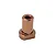 A bronze-coloured metal steering rack post for an RC car, featuring a cylindrical body with internal threading and a flat-sided base.