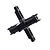 A black anodized aluminium spool housing for an RC car, featuring a central shaft with two perpendicular mounting arms.