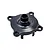 A black anodized aluminium half differential housing for an RC car, featuring a central hub and four mounting holes, isolated on a white background.