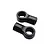 Two black plastic open ball cups for RC anti-roll bars, shown from a top-down perspective against a white background.
