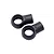 Two black plastic RC shock ball cups shown from a top-down perspective against a white background.
