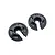 Two black circular RC shock spring retainers with a slotted design, isolated on a white background.