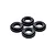 Four small black circular shock guides arranged in a cluster on a white background.
