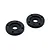 Two black circular RC shock pistons with four small holes each, isolated on a white background.