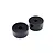 Two black cylindrical RC bumper weights with a central mounting hole, isolated on a white background.