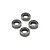 Four small metal shielded ball bearings arranged in a diamond pattern against a white background.