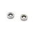 Two small metal shielded ball bearings isolated on a white background.
