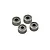 Four small metal shielded ball bearings arranged in a cluster against a white background.