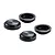 Four black RC shock bladders arranged on a white background, showing both top and bottom sides.