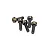 A cluster of five small metal cap head screws with hex sockets, arranged on a plain white background.