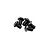 A group of five small black metal button head screws for RC cars on a white background.