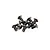 A small pile of ten metal button head screws with hex drive sockets, isolated on a white background.