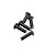 A group of five black metal button head screws arranged on a white background.