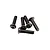 A cluster of five black metal button head screws with hex drive sockets, isolated against a white background.