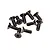 A cluster of nine black metal countersunk head screws with hexagonal drive sockets, isolated against a white background.