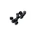 A small pile of black metal grub screws with fine threading, isolated on a white background.