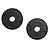 Two black circular RC shock pistons with a central hole and three smaller holes, shown on a white background.