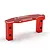 A red anodized aluminium servo mount by Yeah Racing, featuring a bridge-like design with mounting holes and laser-etched text.