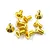 A small pile of gold-colored countersunk head screws with hex drive sockets, isolated on a white background.