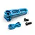 A blue anodized aluminium servo horn with two small black screws on a white background.