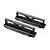 Two black aluminum Yeah Racing droop blocks for RC car setup, featuring white laser-etched branding and markings on a white background.