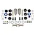 Team Associated V2 shock absorber kit components including metal shock bodies, shafts, plastic parts, O-rings, and a small wrench on a white background.