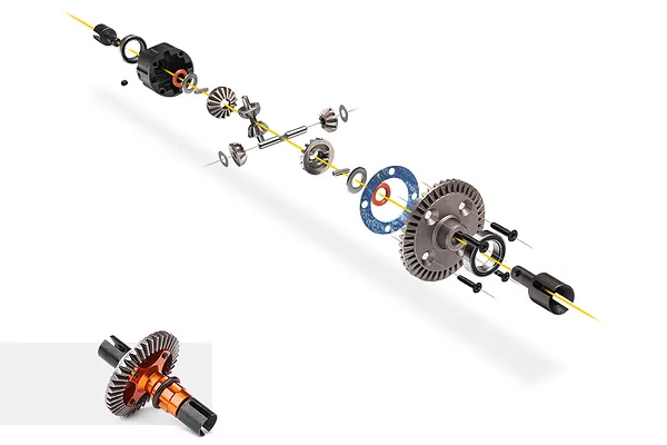 Tunable Four-Gear Metal Bevel Differentials