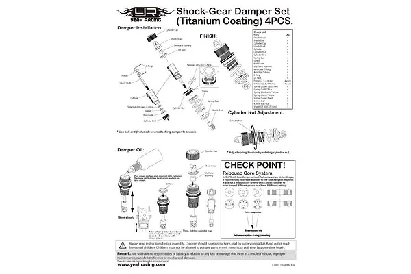 Yeah Racing drift spec shock set — component detail