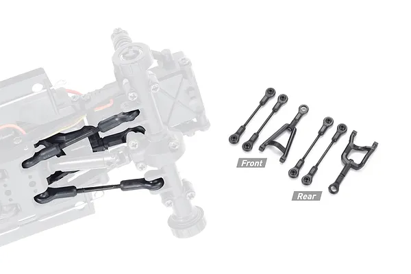 Steel link and ball end suspension