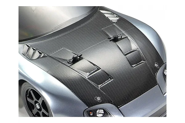 Engine hood with carbon fibre sticker detail
