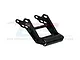 GPM Racing black aluminium adjustable wheelie bar for RC cars, featuring a textured roller wheel and mounting brackets.