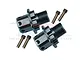 Two grey aluminium 17mm wheel hex adaptors with +13mm extension and four matching metal pins, displayed against a white background.