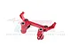 A red anodized aluminium steering bell crank assembly for an RC car, featuring GPM branding and pre-installed bearings.