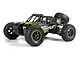 BlackZon Smyter DB 1/12 scale electric 4WD RC desert buggy in green and black, featuring off-road tires, roll cage, and spare wheel.