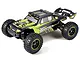 BlackZon Smyter DT 1/12 scale RC desert truck in green and black livery, featuring off-road tires, rear spoiler, and roof-mounted lights.