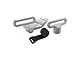 GPM Racing silver aluminium battery mount set with two metal brackets and a black velcro strap on a white background.