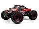 A studio shot of the BlackZon Spryte MT 1/20 scale RC monster truck in red, featuring aggressive off-road tires and black wheels with red trim.